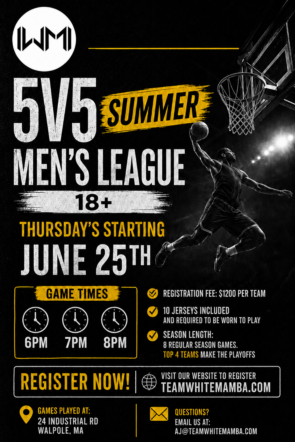 5x5 Summer Men's League 18+ (Thursday Nights)