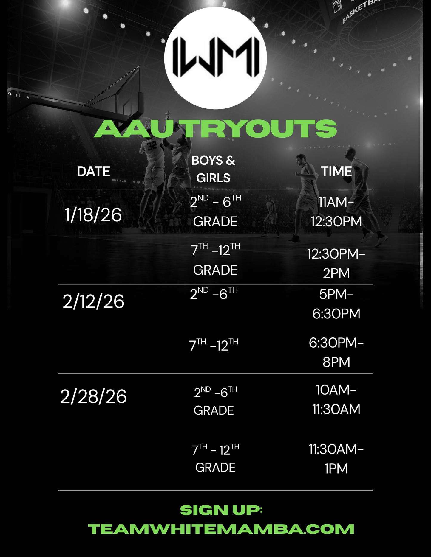 Boys Spring Tryouts Sessions