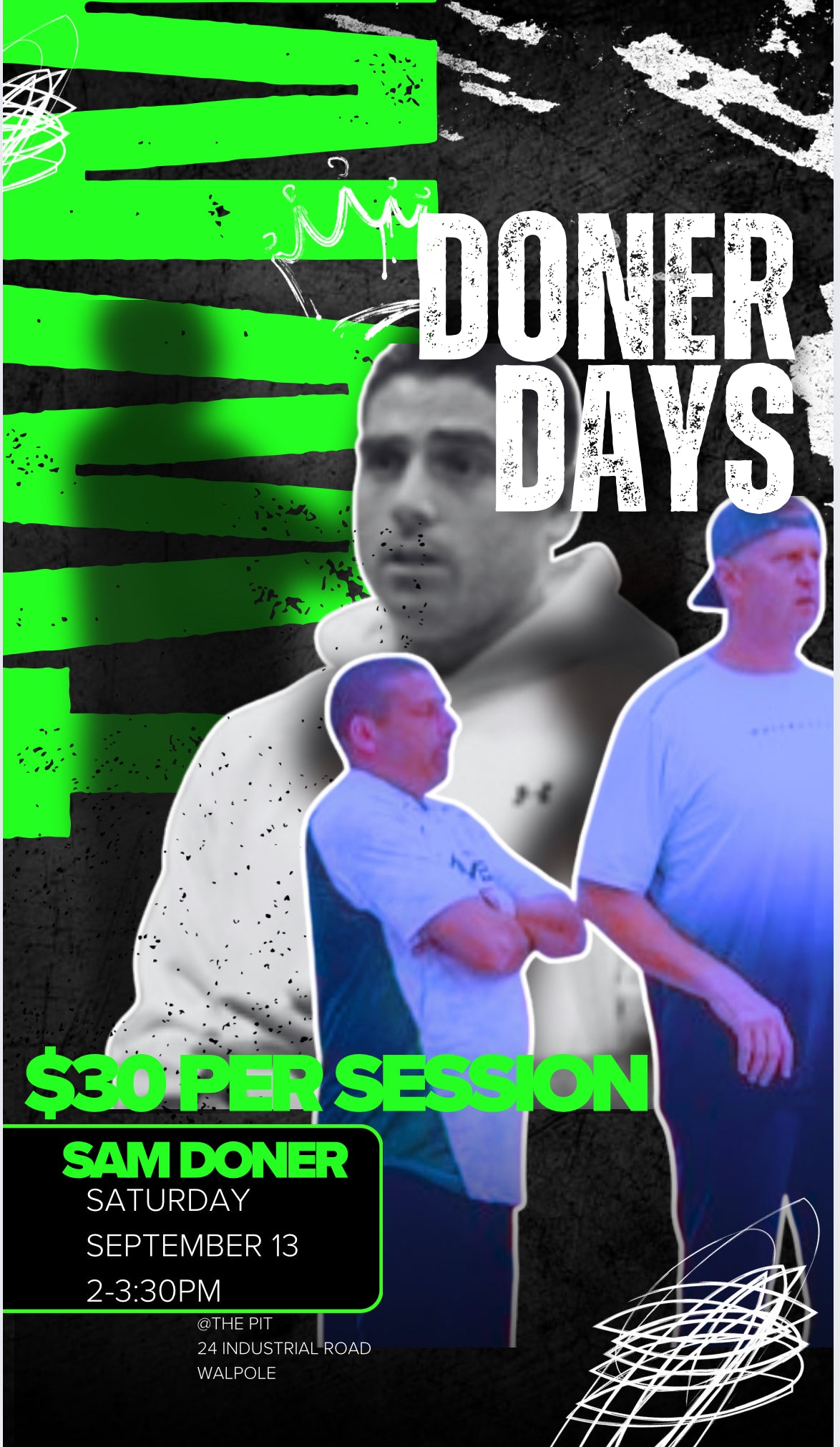 SAM DONER CLINIC Saturday September 13th 2-330 PM
