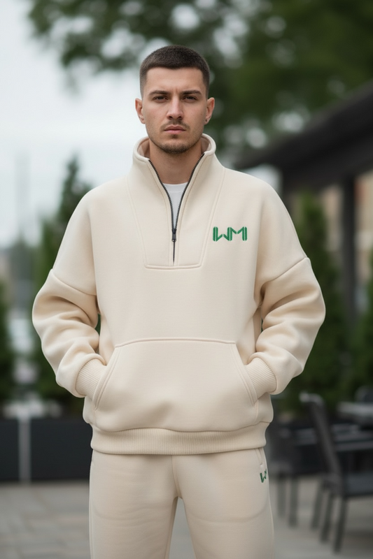 3/4 Zip Cream Colored Sweatshirt