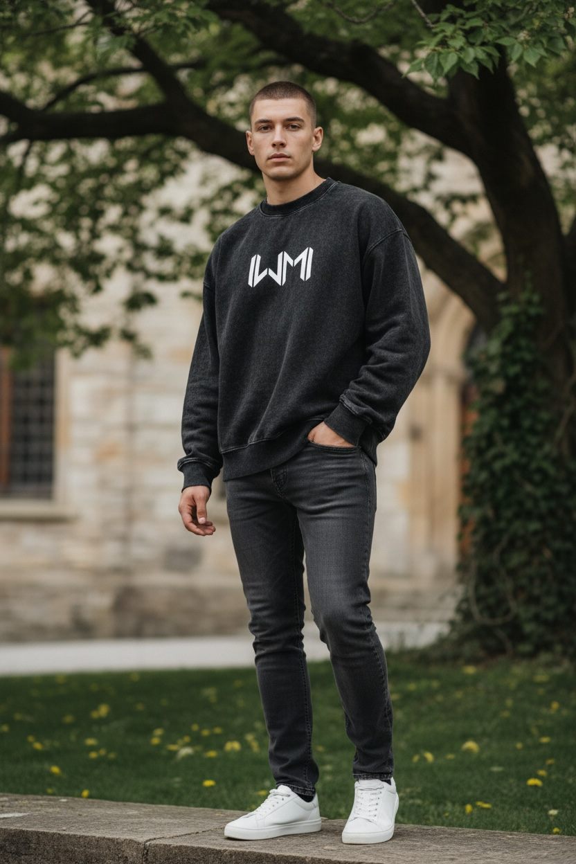 Stone Washed Charcoal Grey Sweatshirt